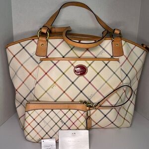 Coach Multicolor Plaid Women's Bag Set
